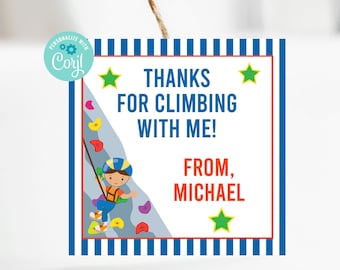 Editable Rock Climbing Tag, Rock Climbing Party, Rock Climbing Birthday, Climbing Party, Favor Tag, Corjl, Printable Tags, Instant, ROCB