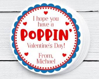 I Hope You Have a Poppin' Valentine's Day, Kids Valentines Cards For School, Classroom Valentines, Pop Valentines Day Tag, Non Candy