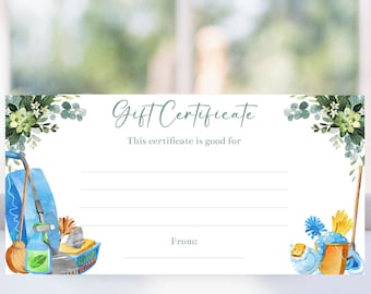 Editable House Cleaning Gift Certificate Template, Printable Chores Coupon Voucher, Christmas Birthday New Mom Valentine's Day, Corjl