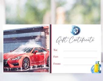 Printable Car Wash Gift Certificate Voucher Template, Editable Car Detailing Coupon, Christmas Father's Day or Birthday Gift For Him, Corjl