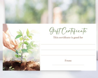 Editable Tree Planting Gift Certificate Voucher Template, Landscaping Coupon Voucher, Printable Gift Certificate, Yard Maintenance, Corjl