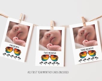 One Cool Dude First Year Photo Banner Template, Printable First Birthday Party Decorations, 1st Birthday Banner, Add Photos With Corjl, ONEC