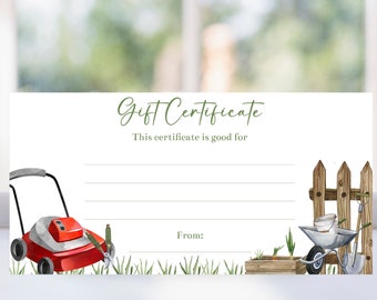 Editable Lawn and Gardening Gift Certificate, Lawn Mowing Coupon Voucher, Yard Work, Father's Day Gift, Birthday Gift, Christmas Gift Corjl