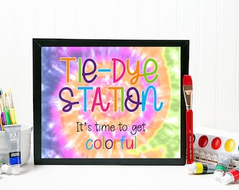 Tie Dye Party Decorations, Tie-Dye Station Sign, Tie Dye Birthday, Tie Dye Party Theme, Printable Sign, Tye Dye,  Instant Download, TDBP