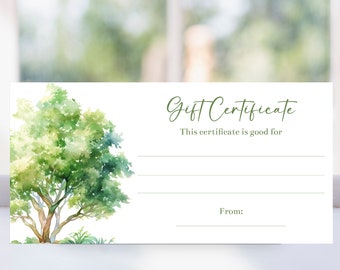 Editable Lawn Tree Planting Gift Certificate Template Landscaping Coupon Voucher Printable Gift Certificate Yard Maintenance Tree Gift Corjl