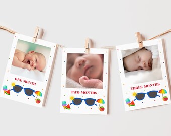 One Cool Dude First Year Photo Banner Template, Printable First Birthday Party Decorations, 1st Birthday Banner, Add Photos With Corjl, ONEC