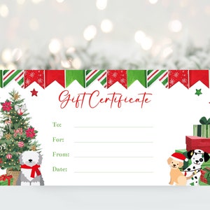 Editable Dog Sitting or Dog Walking Christmas Gift Certificate Voucher ...