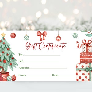 Modèle de bon de chèque-cadeau de Noël, bon de réduction de Noël modifiable, bon personnalisé, chèque-cadeau de Noël imprimable, Corjl