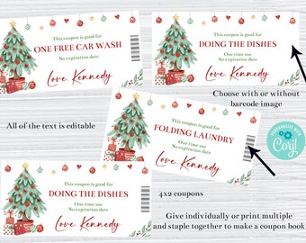 Editable Christmas Coupons Printable Coupon Book Card Templates Personalized Gift Coupon Vouchers Kids Christmas Coupons Inexpensive Gifts