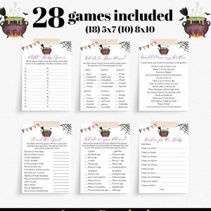A Baby is Brewing Game Bundle Baby Shower Games Set Witch Cauldron Baby Shower Halloween Baby Shower 28 Games & Signs Printable Instant BBWB