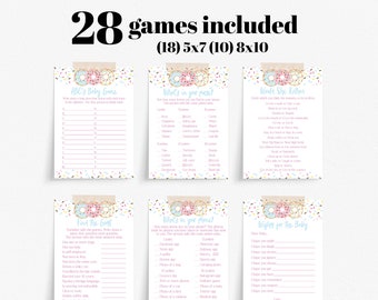 Donut Sprinkle Game Bundle Baby Shower Games Set Donut Baby Shower Boy or Girl Baby Shower Sprinkle 28 Games & Signs Printable Instant DSBS