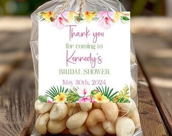 Editable Luau Favor Tag Printable Hawaiian Bridal Shower Gift Tag Tropical Summer Luau Birthday Baby Shower Grad Anniversary Corjl LUFL