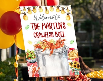 Crawfish Boil Welcome Sign Template Editable 16x20 Let the Good Times Boil Crawfish Party Decor Printable Crawfish Dinner Sign Corjl CFRW