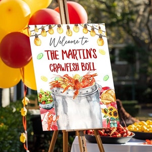 Crawfish Boil Welcome Sign Template Editable 16x20 Let the Good Times Boil Crawfish Party Decor Printable Crawfish Dinner Sign Corjl CFRW