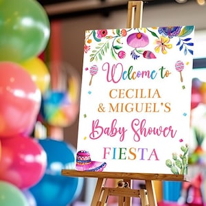 Bewerkbare Fiesta Baby Shower Welkom Teken Sjabloon Afdrukbare Senorita Mexicaanse Baby Shower Decoraties Meisje Baby Shower Decor Corjl SFBS
