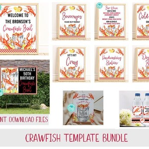 Crawfish Boil Bundle Templates, Printable Crawfish Party Decorations, Crawfish Invitation, Crawfish Signs, Handwashing, Welcome Sign, CFBP