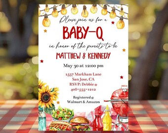 Editable Baby-Q Baby Shower Invitation Template, Couples Baby Shower Invite, Printable Summer Co-ed Baby Shower, Baby Q Invite, Corjl, RCBQ