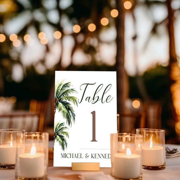 Editable Palm Tree Wedding Reception Food Buffet Card, Printable Tropical Luau Place Card, Hawaiian Birthday Table Card, Table Decor, Corjl