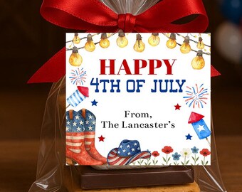 Editable 4th Of July Boots Favor Tag Template, Printable Independence Day Hoedown Western Party, 4th Of July Party Favors, Corjl