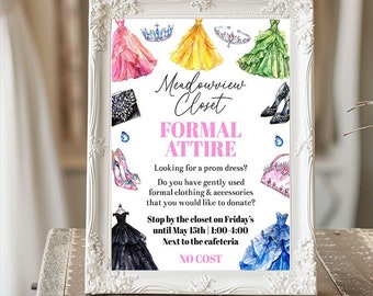 Editable Clothing Drive Flyer Template Prom Dresses and Formal Attire  Sign Printable Dresses Donation Event School Church Fundraiser Corjl