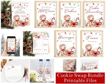 Cookie Swap Party Bundle Cookie Exchange Cookie Swap Invitation Evite Favor Tag Food Card Water Wrapper Recipe Card Party Signs CCWA