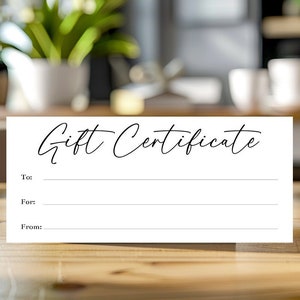 Fully Editable Minimalist Gift Certificate Template, Printable Coupon Voucher, Simple Certificate For Birthday Graduation Christmas, Corjl
