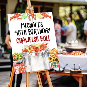 Editable Crawfish Boil Welcome Sign Template Printable 18x24 Crawfish Party Decor Crawfish Dinner Sign Birthday Anniversary Grad Corjl CBRP