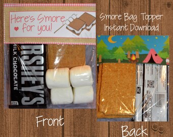 Glamping Smore, Glamping Bag Topper, Smore, Bag Topper, Glamping, Camping Party, Camping Birthday, Instant Download, Camping Smore Favor Bag