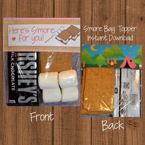 Glamping Smore, Glamping Bag Topper, Smore, Bag Topper, Glamping, Camping Party, Camping Birthday, Instant Download, Camping Smore Favor Bag image 1