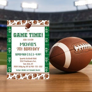 Football Birthday Invitation Template Editable Football Party Invite Printable Boys Sports Birthday Party Game Time Touchdown Tailgate Corjl