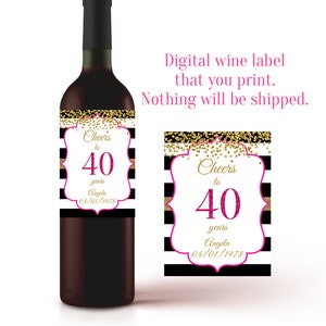 Cheers Aan 40 Jaar 40e Wijn Etiket 40ste Verjaardag Wijn Etsy Nederland