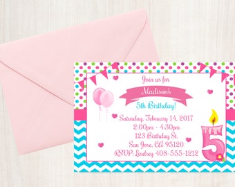 5th birthday invite etsy