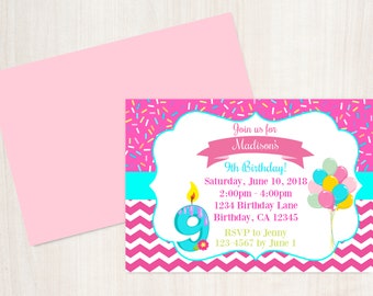 9 year old invite etsy