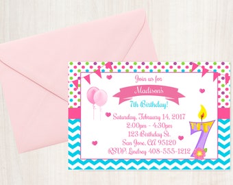 7th birthday invite etsy