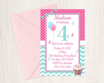 4th birthday invite etsy