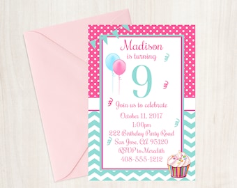 9 year old invite | Etsy
