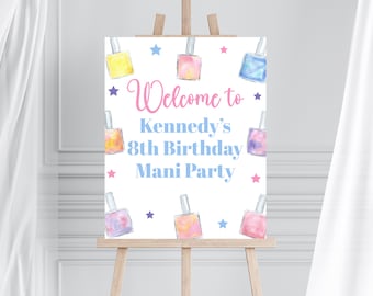 Nail Party Welcome Sign Manicure Party Girls Birthday Party Decorations Door Sign Mani Pedi Decor Corjl Printable Editable Template MPNP