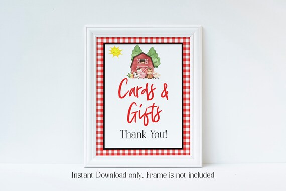Cards and Gifts Sign, Farm Baby Shower, Farm Baby Shower Decorations, Red Farm, Gender Neutral, Gift Table Sign, Baby Shower Sign, RFBS Il_570xn