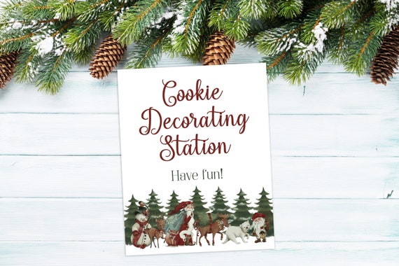 Cookie Decorating Station Sign, Christmas Party Decorations, Holiday Party, Christmas Party Activity, Printable, Winter Party, Instant, TCD Il_570xn