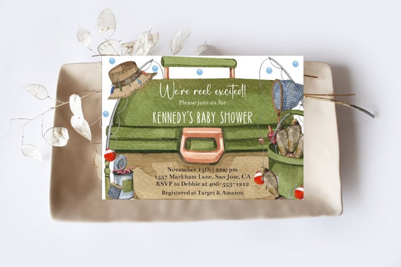 Editable Fishing Baby Shower Invitation Template Tackle Box Printable We're Reel Excited Baby Shower Invite Couples Baby Shower Corjl FIBI Il_570xn