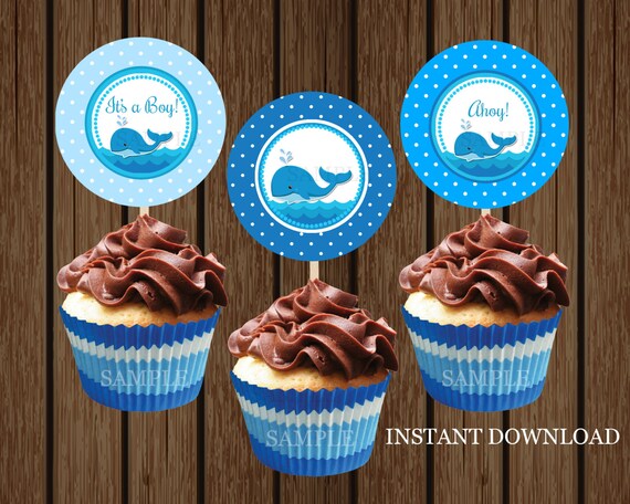 Whale Cupcake Toppers Baby Shower Nautical Whale Cupcake Toppers Baby Shower Nautical