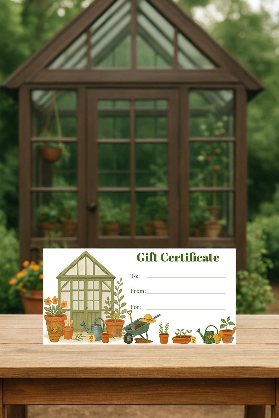 Editable Greenhouse Gardening Gift Certificate Template Printable ...