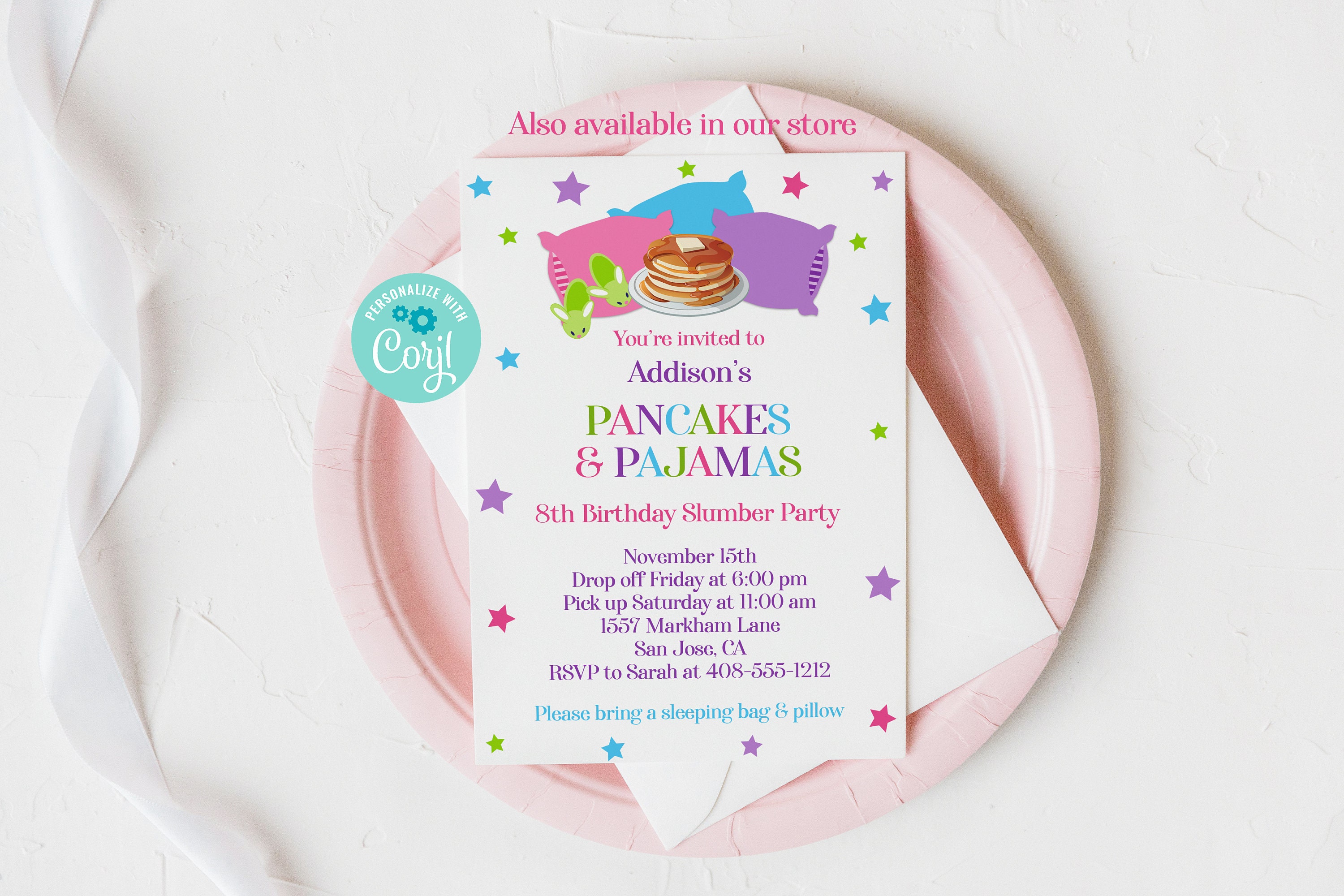 Pancakes & #Pajamas #Coloring #Station #Birthday Party Decorations. Crayon  Buckets & Sign.