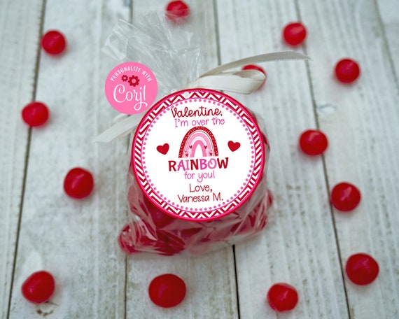 Editable Rainbow Valentine Tag, Boho Valentine, Corjl, Printable Tags, Class Valentines, Instant, Kids Valentines, I'm Over the Rainbow Il_570xn
