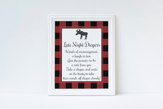 Lumberjack / Buffalo Plaid / Late Night Diapers / Lumberjack Baby Shower / Buffalo Check / Diaper Message / Diaper Thoughts / Printable Il_570xn
