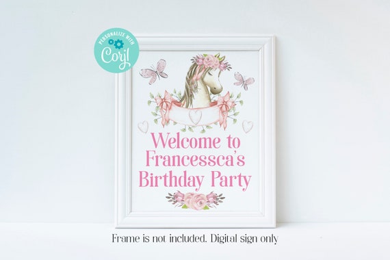 Editable Horse Welcome Sign, Pony Birthday, Horse Party, Pony Party, Horse Party Decorations, Corjl, Printable Sign, Instant Download, HPBP Il_570xn