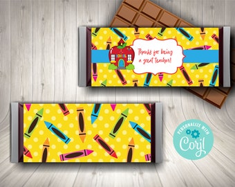 Editable Teacher Gift, Teacher Appreciation, Candy Bar Wrapper, Corjl, Teacher Candy Bar Wrapper, Chocolate Candy Bar Wrapper, 1st Day