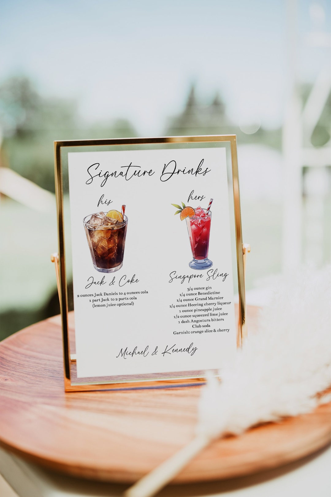 Editable Signature Drinks Sign Template, Printable Cocktails Sign ...
