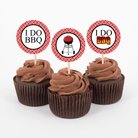 I Do Bbq Cupcake Toppers I Do Bbq Engagement Bbq Cupcake