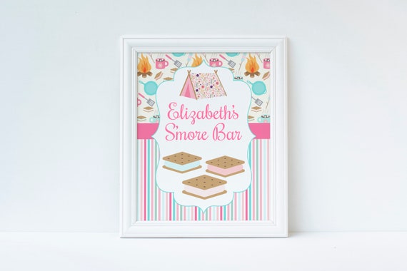 Editable Smore Bar Sign, Smore Bar, Glamping Party, Smore Sign, Camping Party, Camping Birthday, Camp Out, Camp Out, Glamping Deocration Il_570xn